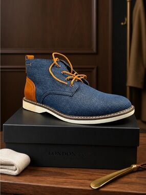 LONDON FOG BELMONT HOOT IN NAVY/COGNAC SIZE 9M NWT